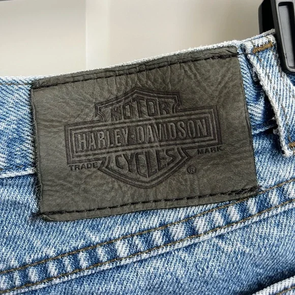 VINTAGE Harley Davidson High Rise Mid Thick Denim Jean Short Size 4